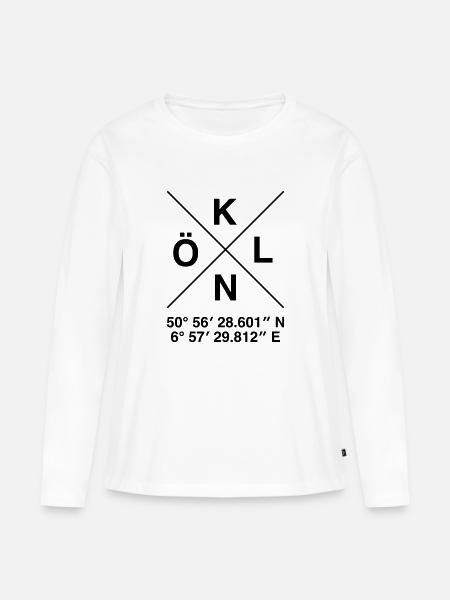 Köln - Koordinaten - Frauen Premium Bio Langarmshirt - Weiß