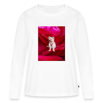 Yorkshire Terrier Rose - Frauen Premium Bio Langarmshirt - Weiß - Vorne - Julia (174cm)