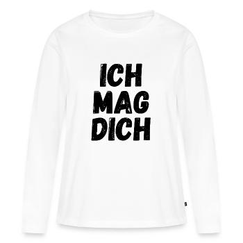 Ich mag dich - Frauen Premium Bio Langarmshirt - Weiß - Vorne - Julia (174cm)