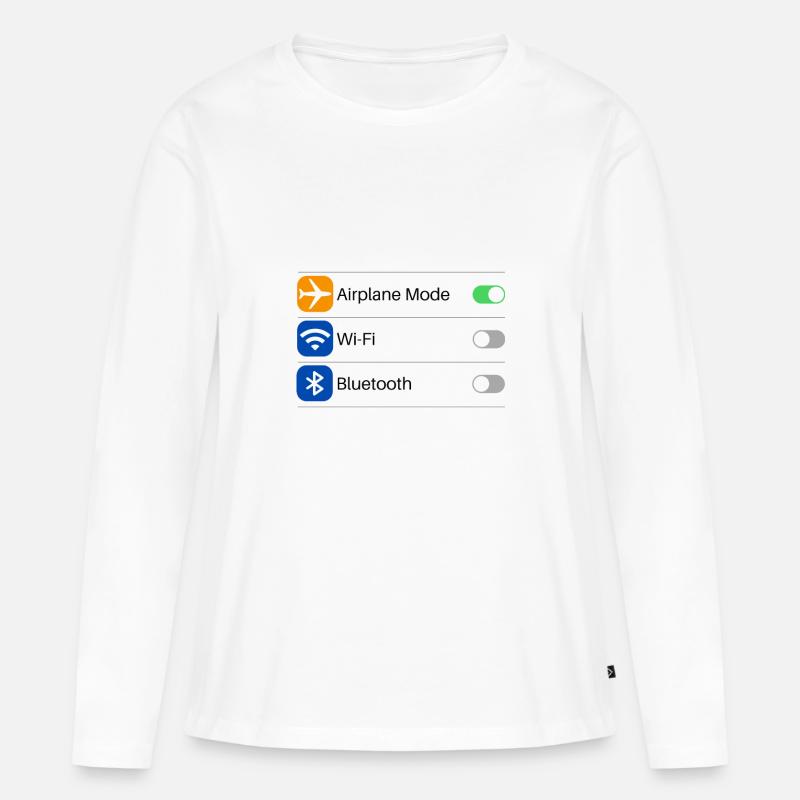 Flugmodus Einstellung - Frauen Premium Bio Langarmshirt - Weiß