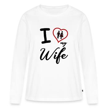 J’aime ma femme - T-shirt manches longues Premium bio Femme - blanc - Devant - Julia (174cm)