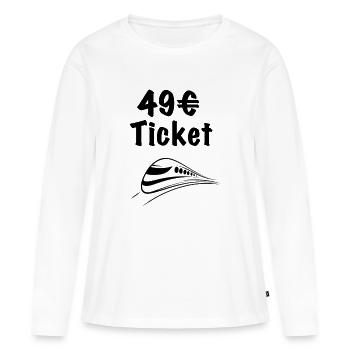 49 ticket bzw Deutschlandticket - Frauen Premium Bio Langarmshirt - Weiß - Vorne - Julia (174cm)