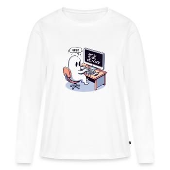 TYPAGE FANTÔME DÉTECTÉ ! -Oups! - T-shirt manches longues Premium bio Femme - blanc - Devant - Julia (174cm)