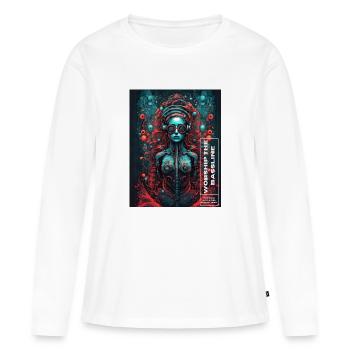 Adorez la ligne de basse - T-shirt manches longues Premium bio Femme - blanc - Devant - Julia (174cm)