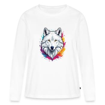 Loup arctique - T-shirt manches longues Premium bio Femme - blanc - Devant - Julia (174cm)