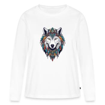 Loup arctique - T-shirt manches longues Premium bio Femme - blanc - Devant - Julia (174cm)