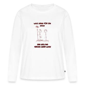 Was denn für ein Kick, den Kick ins Gras - Frauen Premium Bio Langarmshirt - Weiß - Vorne - Julia (174cm)