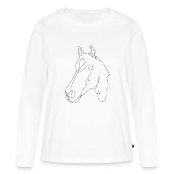 Pferdekopf Noah - Frauen Premium Bio Langarmshirt - Weiß - Vorne - Julia (174cm)