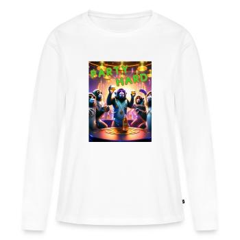 Party hard - Frauen Premium Bio Langarmshirt - Weiß - Vorne - Julia (174cm)