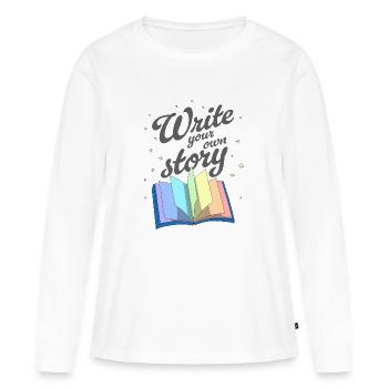 Write your own story - T-shirt manches longues Premium bio Femme - blanc - Devant - Julia (174cm)