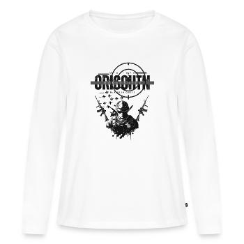 Créer la paix - le désarmement maintenant ! Orischtn - T-shirt manches longues Premium bio Femme - blanc - Devant - Julia (174cm)