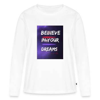 Croire - T-shirt manches longues Premium bio Femme - blanc - Devant - Julia (174cm)