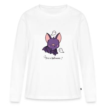 Süse Halloween Fledermaus - Frauen Premium Bio Langarmshirt - Weiß - Vorne - Julia (174cm)