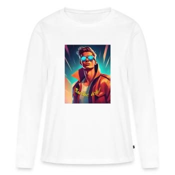 Typ - Frauen Premium Bio Langarmshirt - Weiß - Vorne - Julia (174cm)