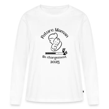 Future Maman - T-shirt manches longues Premium bio Femme - blanc - Devant - Julia (174cm)