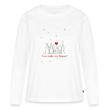 Tu me rends heureux - T-shirt manches longues Premium bio Femme - blanc - Devant - Julia (174cm)