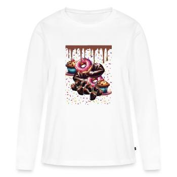 Alerte aux bonbons - T-shirt manches longues Premium bio Femme - blanc - Devant - Julia (174cm)