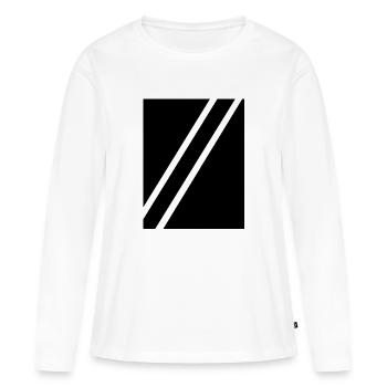 Streifen schwarz - Frauen Premium Bio Langarmshirt - Weiß - Vorne - Julia (174cm)
