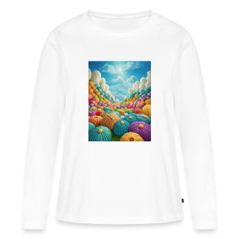 Tricoter sur Heavens Door - T-shirt manches longues Premium bio Femme - blanc - Devant - Julia (174cm)
