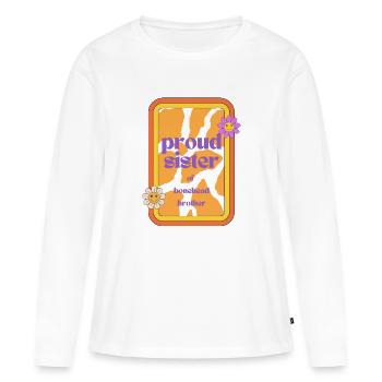 La fière sœur de Brother Bonehead – T-shirt amusant - T-shirt manches longues Premium bio Femme - blanc - Devant - Julia (174cm)