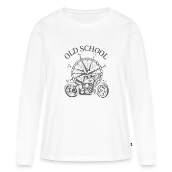 Vélo avec Old School - T-shirt manches longues Premium bio Femme - blanc - Devant - Julia (174cm)