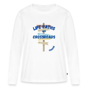 Chemins de vie - T-shirt manches longues Premium bio Femme - blanc - Devant - Julia (174cm)