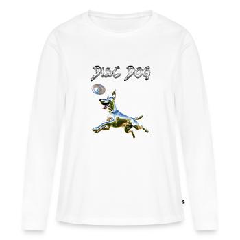 DISQUE CHIEN Chrome - T-shirt manches longues Premium bio Femme - blanc - Devant - Julia (174cm)