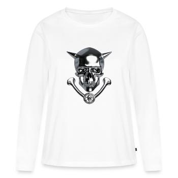 The Devil Scull - Frauen Premium Bio Langarmshirt - Weiß - Vorne - Julia (174cm)