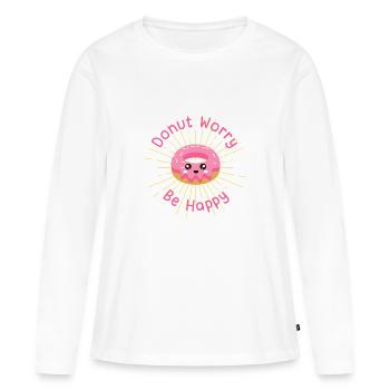 Donut worry be happy - Women's Premium Organic Long Sleeve Shirt - white - Front - Julia (174cm)