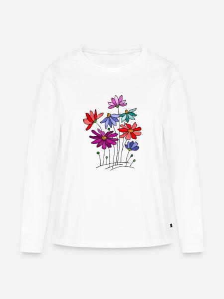 Blumen - Frauen Premium Bio Langarmshirt - Weiß