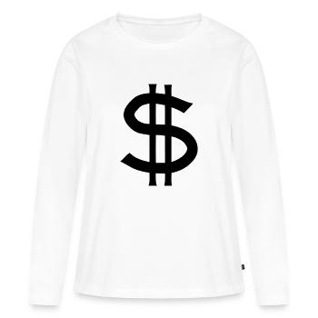 dollar symbol - T-shirt manches longues Premium bio Femme - blanc - Devant - Julia (174cm)