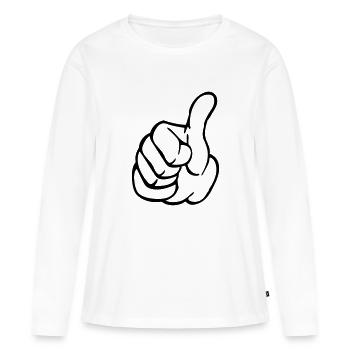 Daumen hoch - Frauen Premium Bio Langarmshirt - Weiß - Vorne - Julia (174cm)