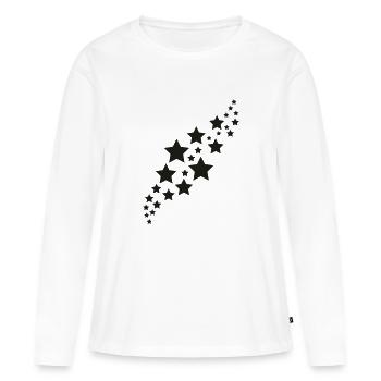 Star, les étoiles - T-shirt manches longues Premium bio Femme - blanc - Devant - Julia (174cm)