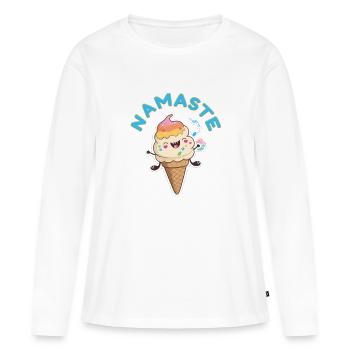Namaste! Lustiges Eis-Motiv, personalisierbar - Frauen Premium Bio Langarmshirt - Weiß - Vorne - Julia (174cm)