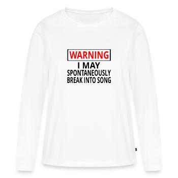 Avertissement que je peux spontanément entrer en chanson - T-shirt manches longues Premium bio Femme - blanc - Devant - Julia (174cm)