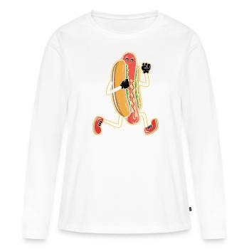 Hot Dog Cardio Fitness Runner Tapis roulant - T-shirt manches longues Premium bio Femme - blanc - Devant - Julia (174cm)