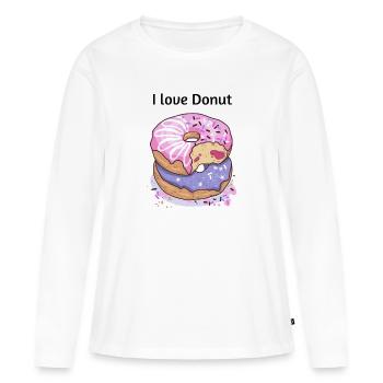I love Donut - Women's Premium Organic Long Sleeve Shirt - white - Front - Julia (174cm)