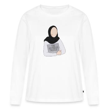 The future/ is female/ Hijab/ Frau / weiblich - Frauen Premium Bio Langarmshirt - Weiß - Vorne - Julia (174cm)