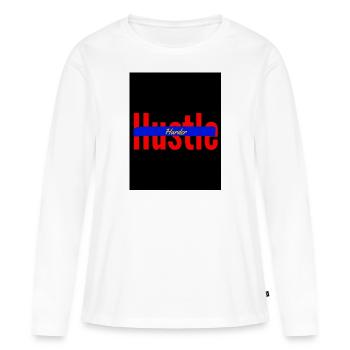 Hustle harder - Frauen Premium Bio Langarmshirt - Weiß - Vorne - Julia (174cm)