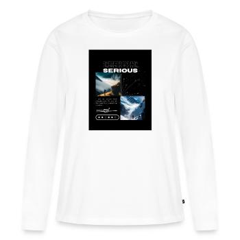 sérieux - T-shirt manches longues Premium bio Femme - blanc - Devant - Julia (174cm)