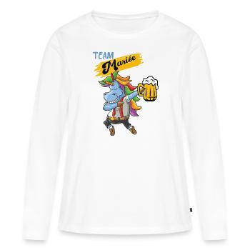 beauf humour collègue drôle drôle papa beauf - T-shirt manches longues Premium bio Femme - blanc - Devant - Julia (174cm)
