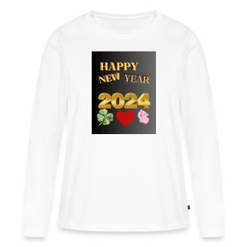 HAPPY NEW YEAR - Women's Premium Organic Long Sleeve Shirt - white - Front - Julia (174cm)