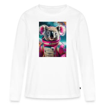 koala avec robe d’astronaute - T-shirt manches longues Premium bio Femme - blanc - Devant - Julia (174cm)