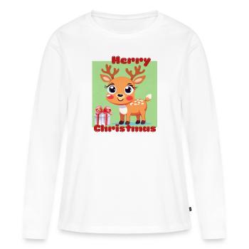 Renne de Noël - T-shirt manches longues Premium bio Femme - blanc - Devant - Julia (174cm)