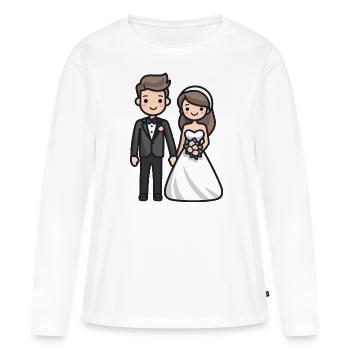 Jeunes mariés, Mariage, Mariée, Marié - T-shirt manches longues Premium bio Femme - blanc - Devant - Julia (174cm)