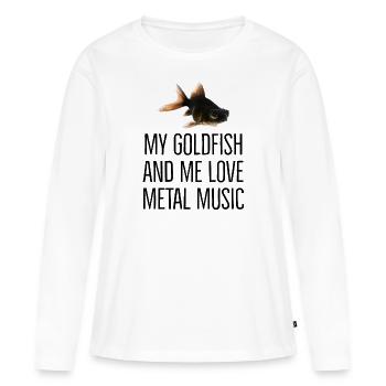 Black Goldfish aime la musique métal - T-shirt manches longues Premium bio Femme - blanc - Devant - Julia (174cm)