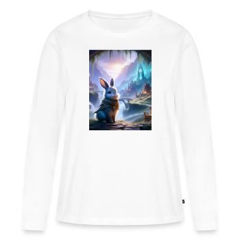 Lié à l’aube - T-shirt manches longues Premium bio Femme - blanc - Devant - Julia (174cm)
