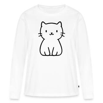 chaton - T-shirt manches longues Premium bio Femme - blanc - Devant - Julia (174cm)