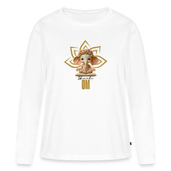 Pachyderme paisible - T-shirt manches longues Premium bio Femme - blanc - Devant - Julia (174cm)