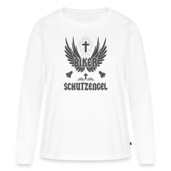 Ange gardien pour les motards - T-shirt manches longues Premium bio Femme - blanc - Devant - Julia (174cm)